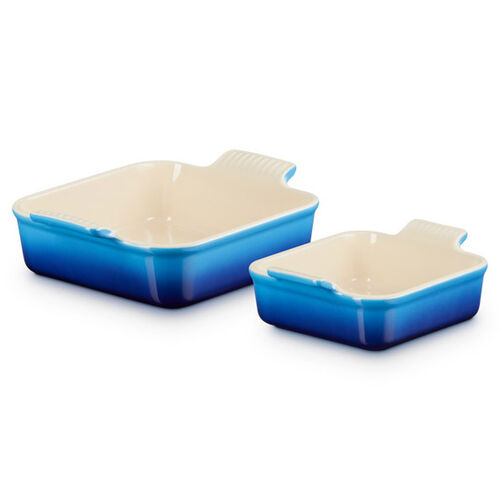 Le Creuset Heritage Square Dish Set Of 2 - Azure Blue